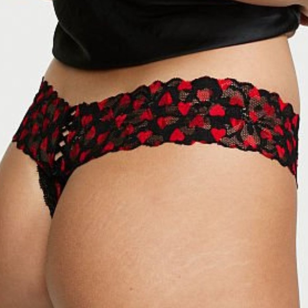 VS XS ❤️ Lace Thong w/Red Hearts NWT Victoria's Secret Gorgeous Romantic NEW - Picture 3 of 16